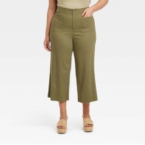 Ava & Viv High Rise Wide-leg crop pants, green size 17, NWT